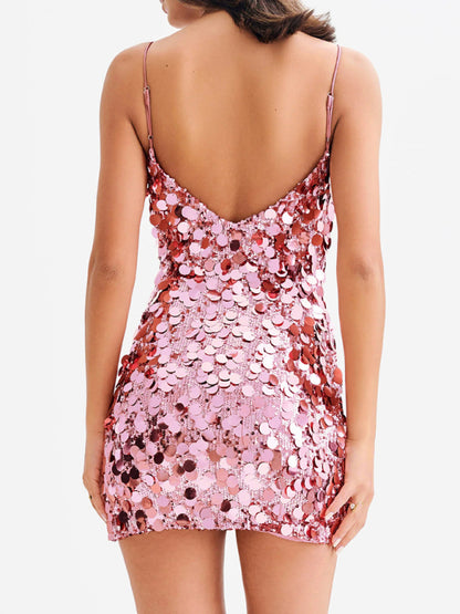 Sequined Dresses - Glittering Sequin Cami Dress for Fashion Shows