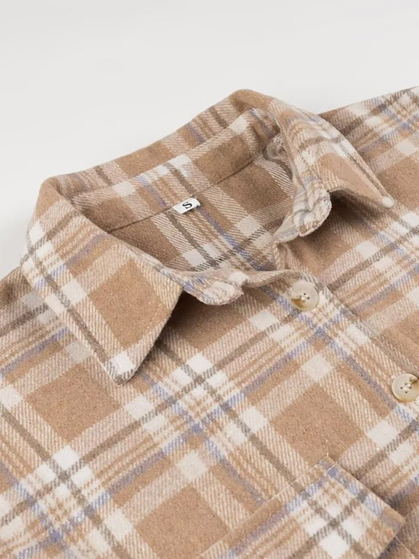 Shackets - Fall Plaid Shacket Flap Shirt Jacket