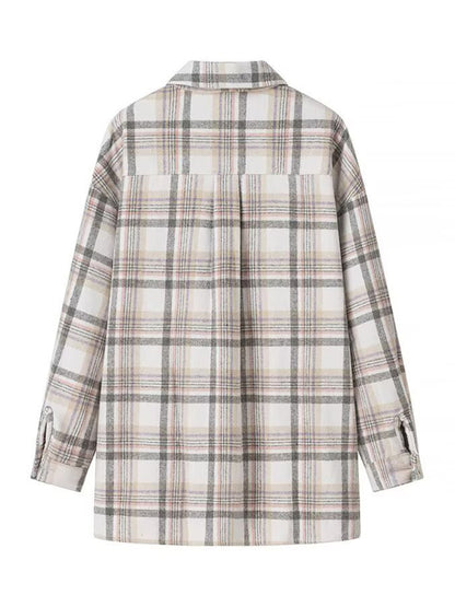 Shackets - Fall Plaid Shacket Flap Shirt Jacket