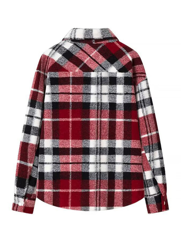 Shackets - Oversized Plaid Shacket Black Buffalo Check Jacket