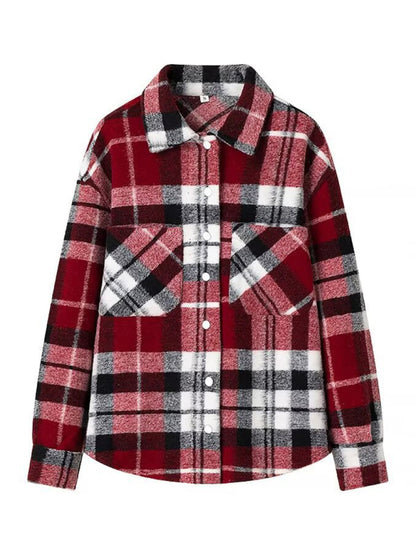 Shackets - Oversized Plaid Shacket Black Buffalo Check Jacket