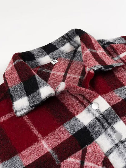 Shackets - Oversized Plaid Shacket Black Buffalo Check Jacket