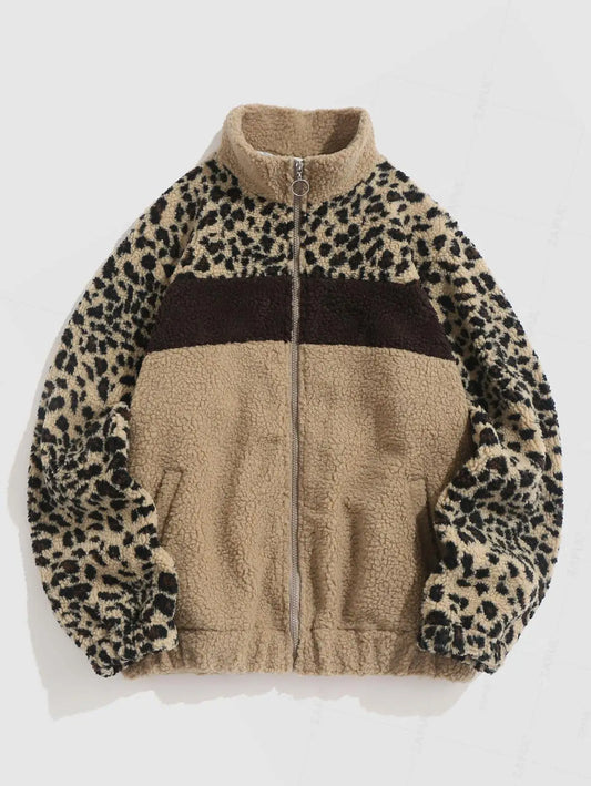 Sherpa Jackets - Trendy Women's Leopard Fleece Jacket