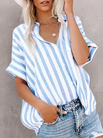 Shirts - Blue Stripe Summer Shirt