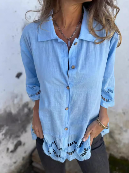 Shirts - Boho Lace Flared Sleeves Blouse Flowy Shirt