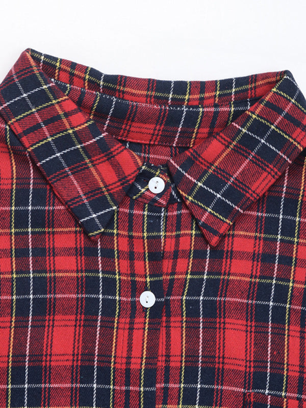 Shirts - Classic Plaid Button-Up Shirt with Long Sleeves