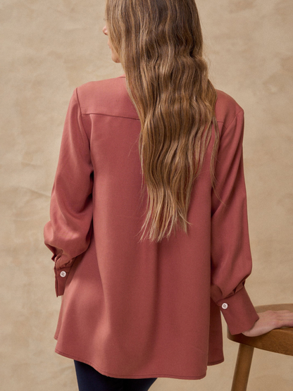 Shirts - Classic Pleated Loose-Fit Long Sleeve Shirt