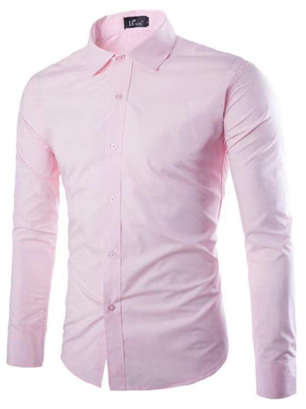 Shirts- Collared Classics Long Sleeve Shirt for Men- Pink- Pekosa Women Fashion