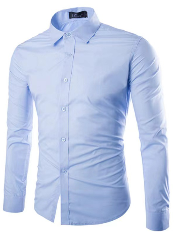 Shirts- Collared Classics Long Sleeve Shirt for Men- Clear blue- Pekosa Women Fashion