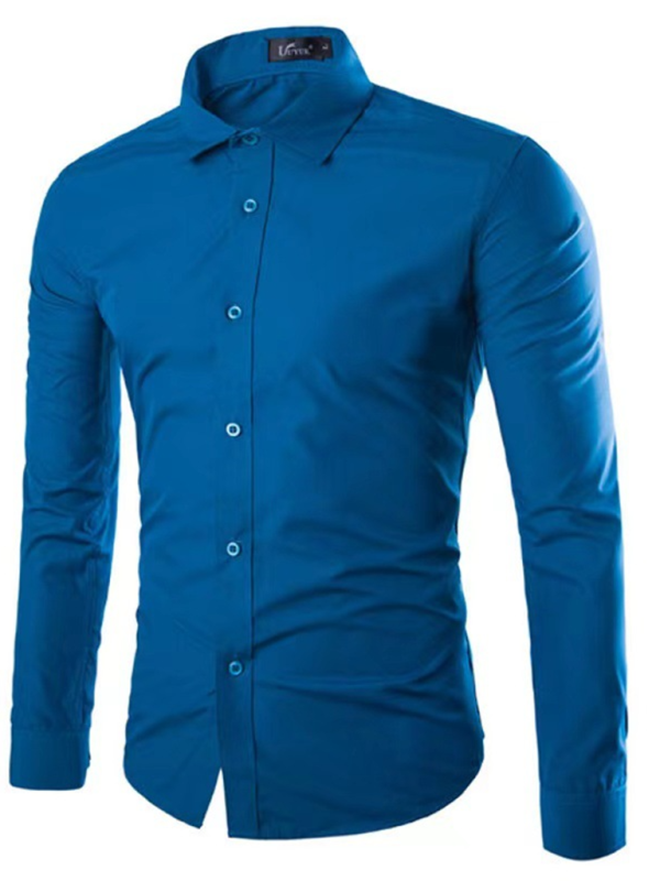 Shirts- Collared Classics Long Sleeve Shirt for Men- Acid blue- Pekosa Women Fashion