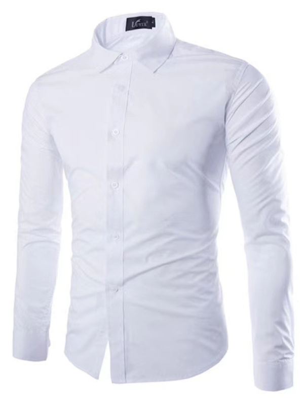 Shirts- Collared Classics Long Sleeve Shirt for Men- White- Pekosa Women Fashion