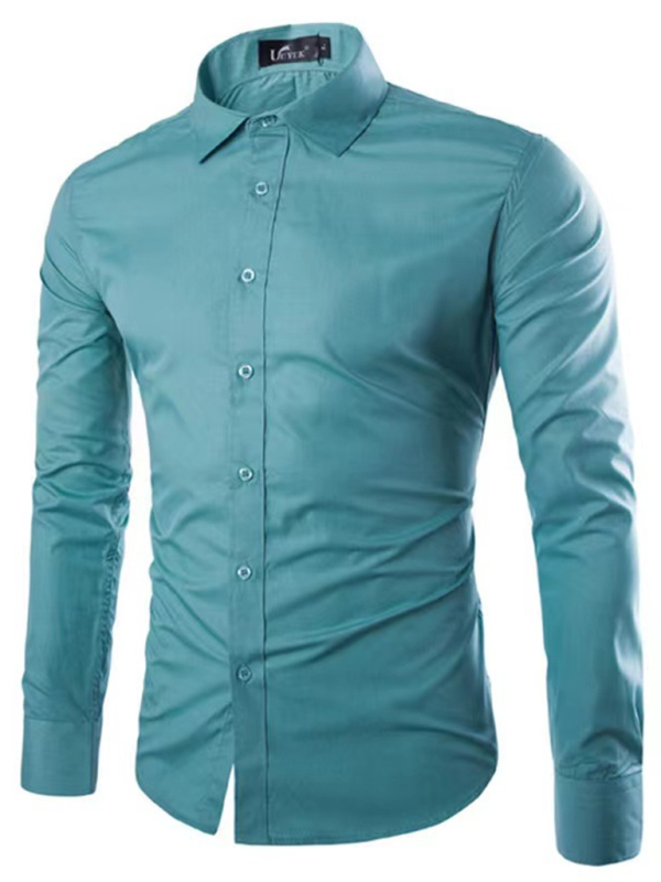 Shirts- Collared Classics Long Sleeve Shirt for Men- Spearmint viridis- Pekosa Women Fashion