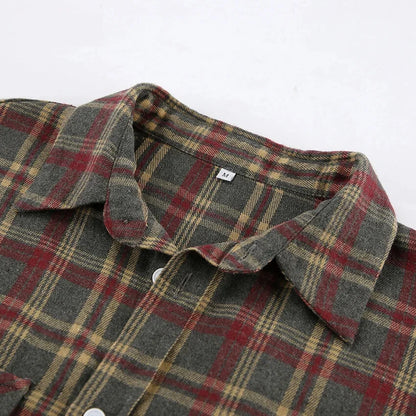 Shirts- Essential Autumn Layer Cozy Plaid Tartan Shirt for Women- - Pekosa Women Fashion