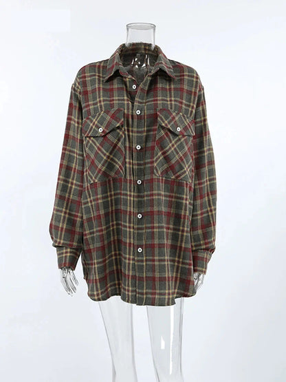 Shirts- Essential Autumn Layer Cozy Plaid Tartan Shirt for Women- - Pekosa Women Fashion