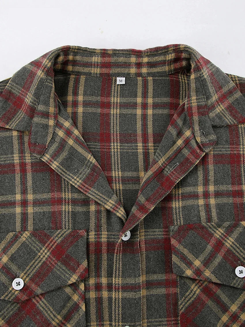 Shirts- Essential Autumn Layer Cozy Plaid Tartan Shirt for Women- - Pekosa Women Fashion