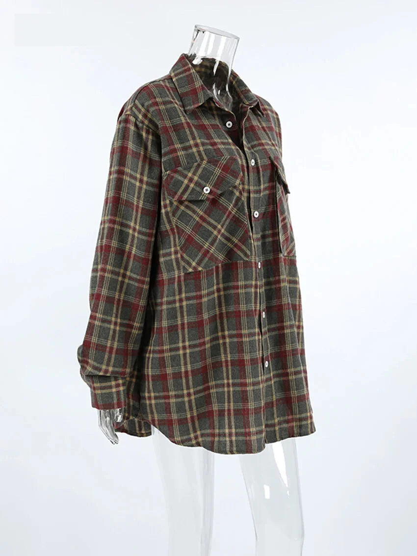 Shirts- Essential Autumn Layer Cozy Plaid Tartan Shirt for Women- - Pekosa Women Fashion