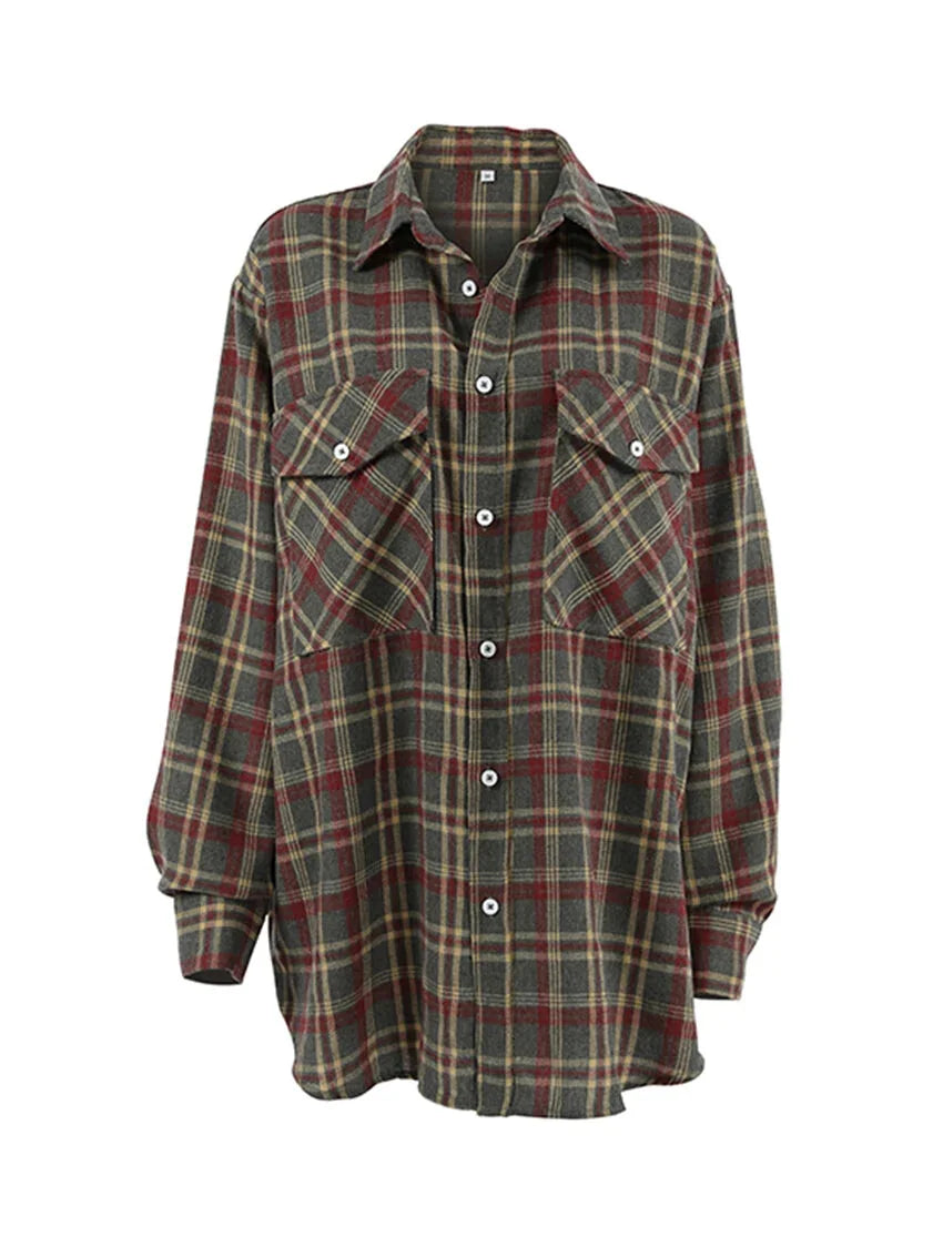 Shirts- Essential Autumn Layer Cozy Plaid Tartan Shirt for Women- - Pekosa Women Fashion