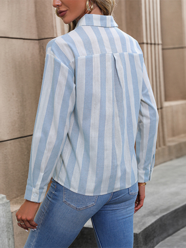 Essential Women's Striped Button-up Shirt with Long Sleeves