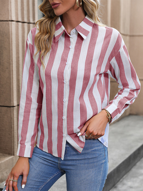 Essential Women's Striped Button-up Shirt with Long Sleeves