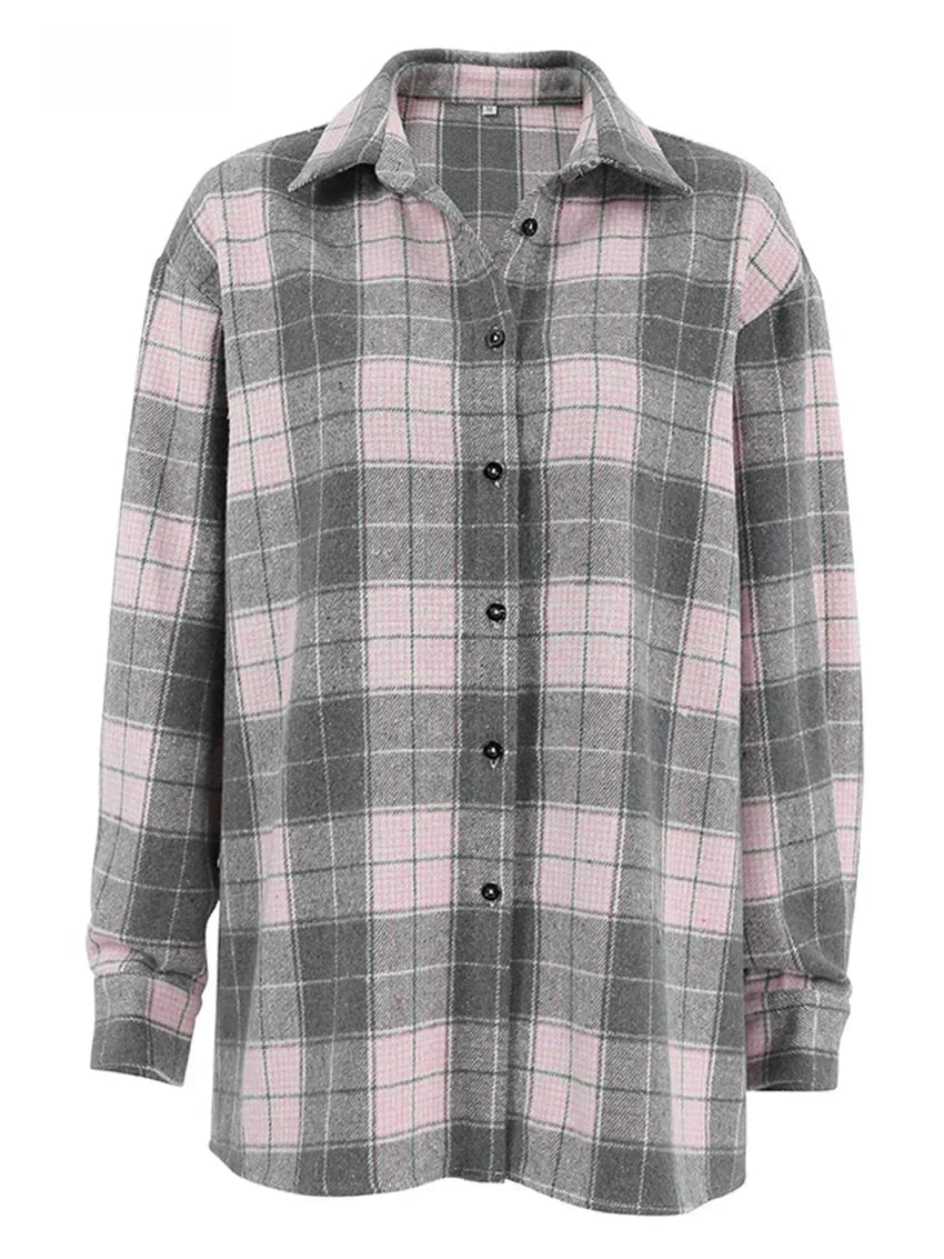 Shirts- Fall Rustic Plaid Shirt for Women- - Pekosa Women Fashion