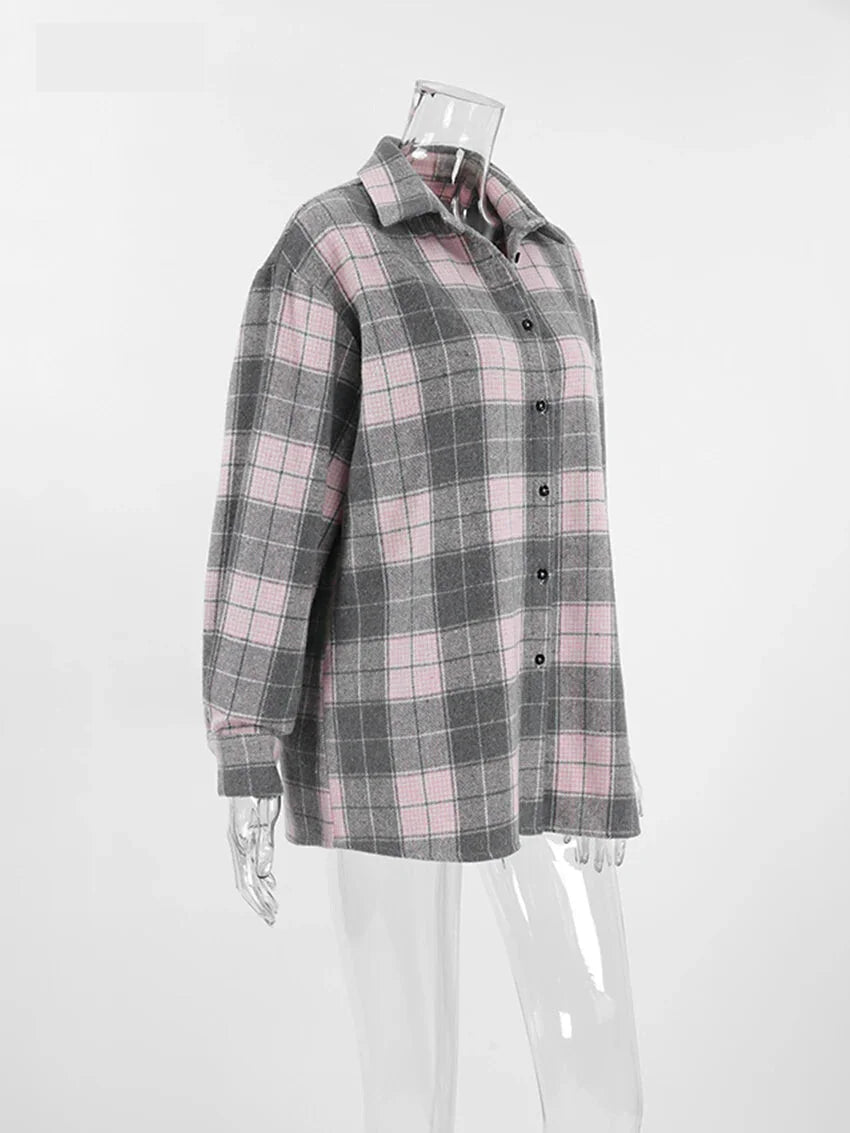 Shirts- Fall Rustic Plaid Shirt for Women- - Pekosa Women Fashion