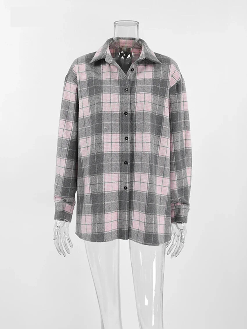 Shirts- Fall Rustic Plaid Shirt for Women- - Pekosa Women Fashion