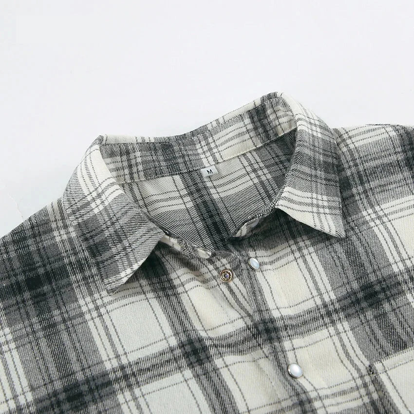 Shirts- Layering Essential Vintage Plaid Shirt for Women- - Pekosa Women Fashion