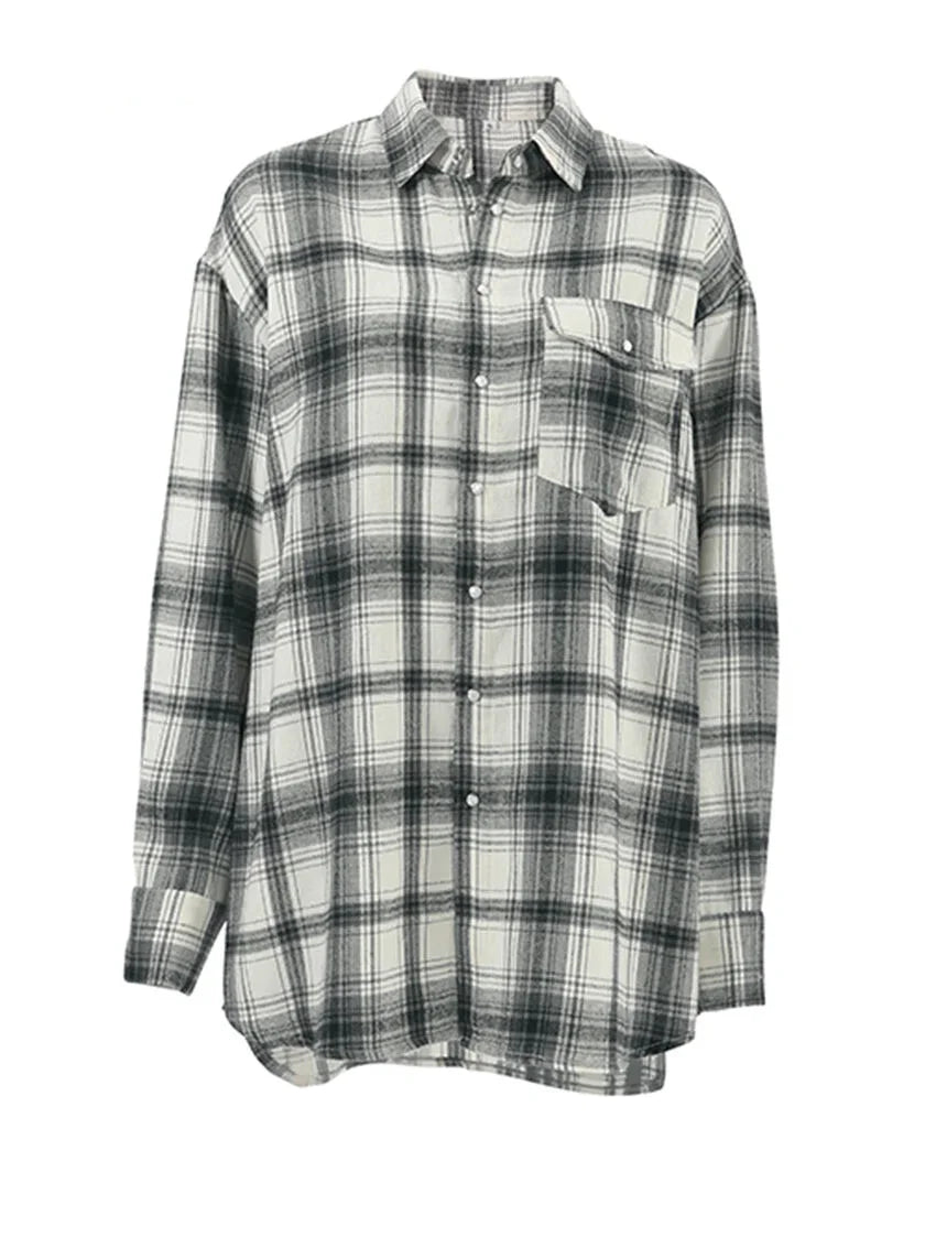 Shirts- Layering Essential Vintage Plaid Shirt for Women- - Pekosa Women Fashion