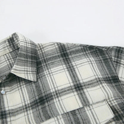 Shirts- Layering Essential Vintage Plaid Shirt for Women- - Pekosa Women Fashion