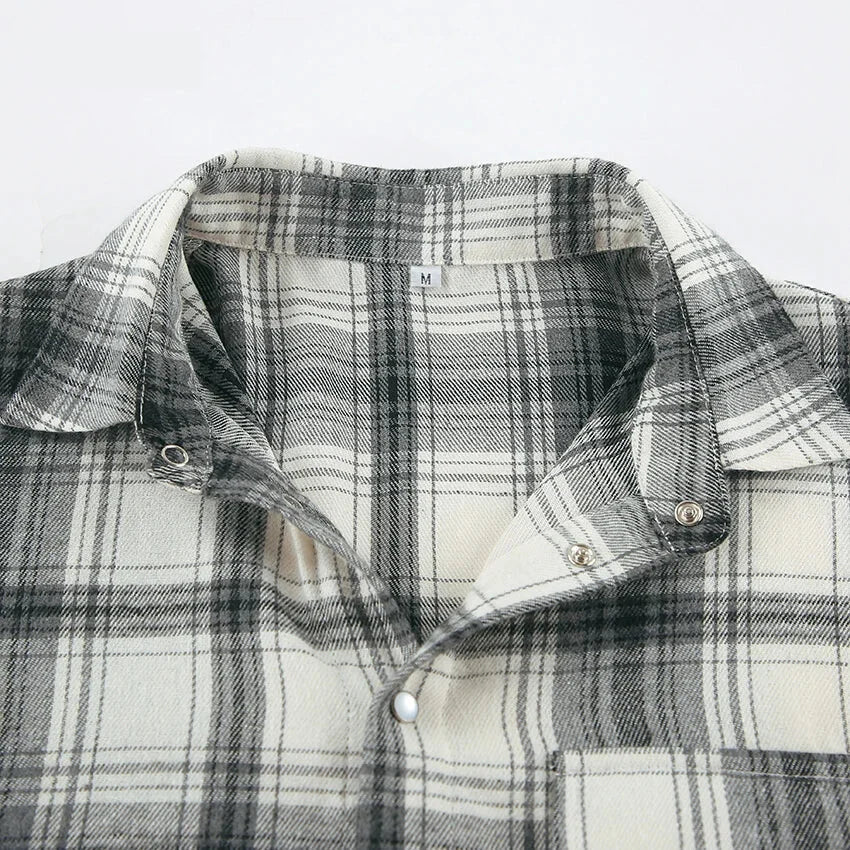 Shirts- Layering Essential Vintage Plaid Shirt for Women- - Pekosa Women Fashion