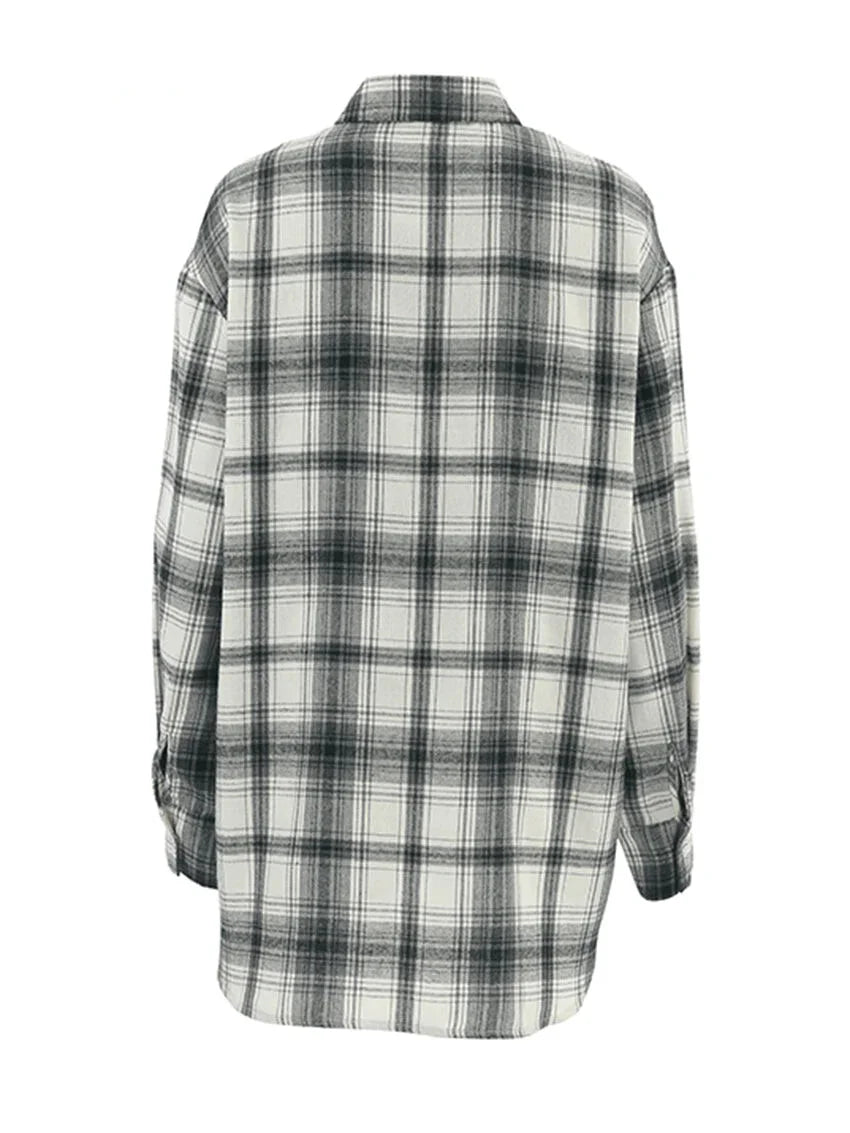 Shirts- Layering Essential Vintage Plaid Shirt for Women- - Pekosa Women Fashion