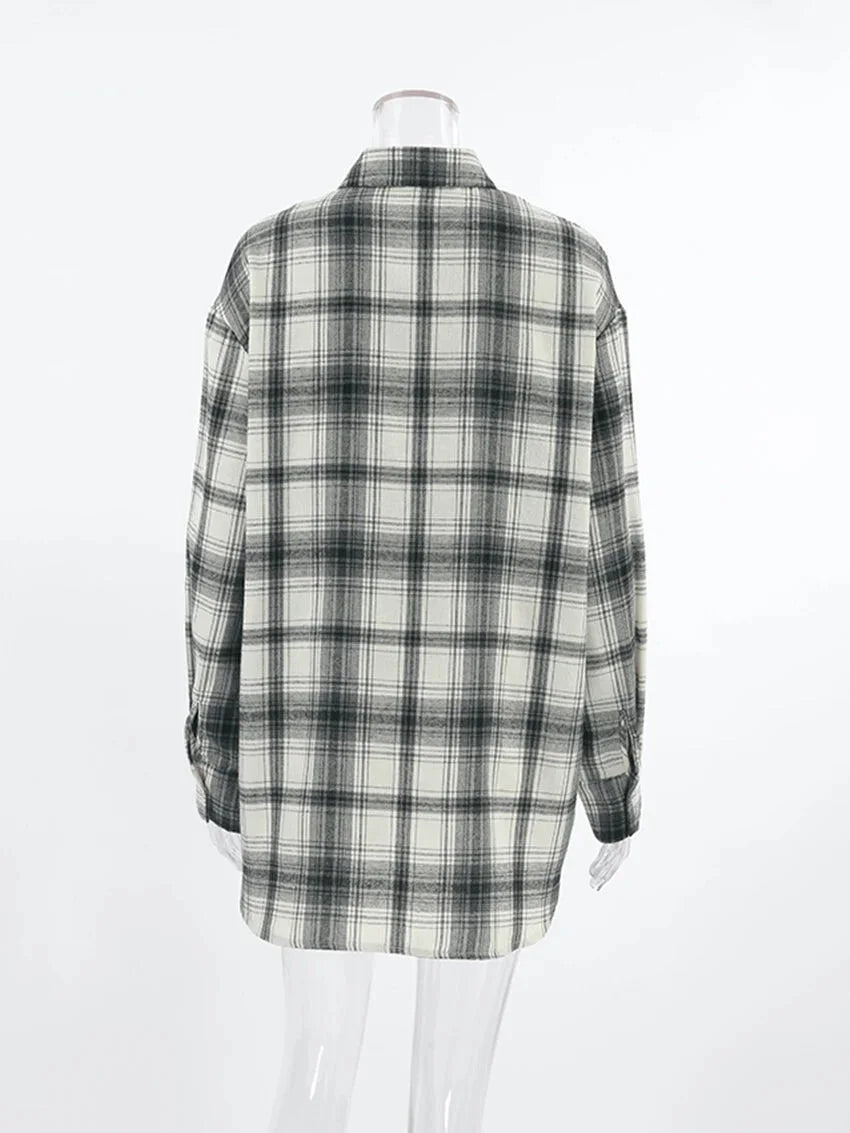 Shirts- Layering Essential Vintage Plaid Shirt for Women- - Pekosa Women Fashion