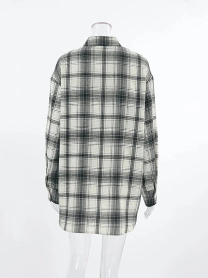 Shirts- Layering Essential Vintage Plaid Shirt for Women- - Pekosa Women Fashion