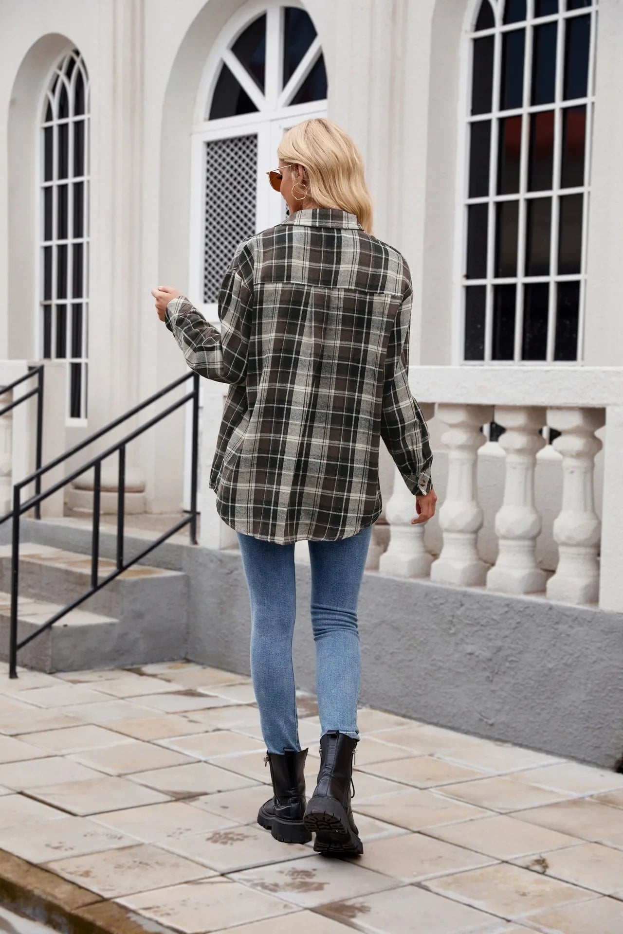 Shirts- Loose-Fit Comfy Plaid Shirt for Modern Women- - Pekosa Women Fashion