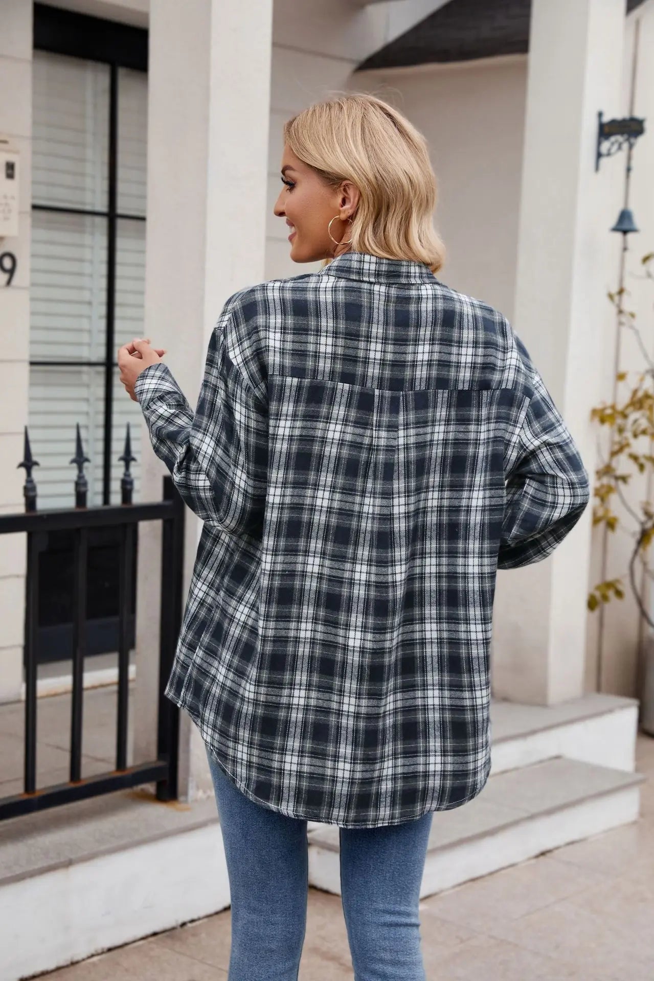 Shirts- Loose-Fit Comfy Plaid Shirt for Modern Women- - Pekosa Women Fashion