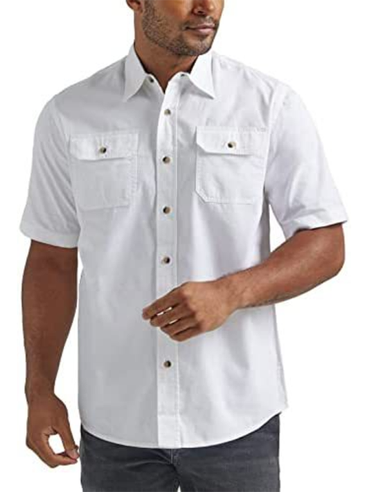 Shirts- Men's Solid Flap Shirt for Every Occasion- White- Pekosa Women Fashion