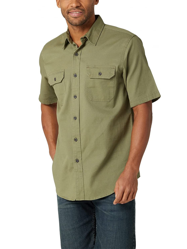 Shirts- Men's Solid Flap Shirt for Every Occasion- Olive green- Pekosa Women Fashion