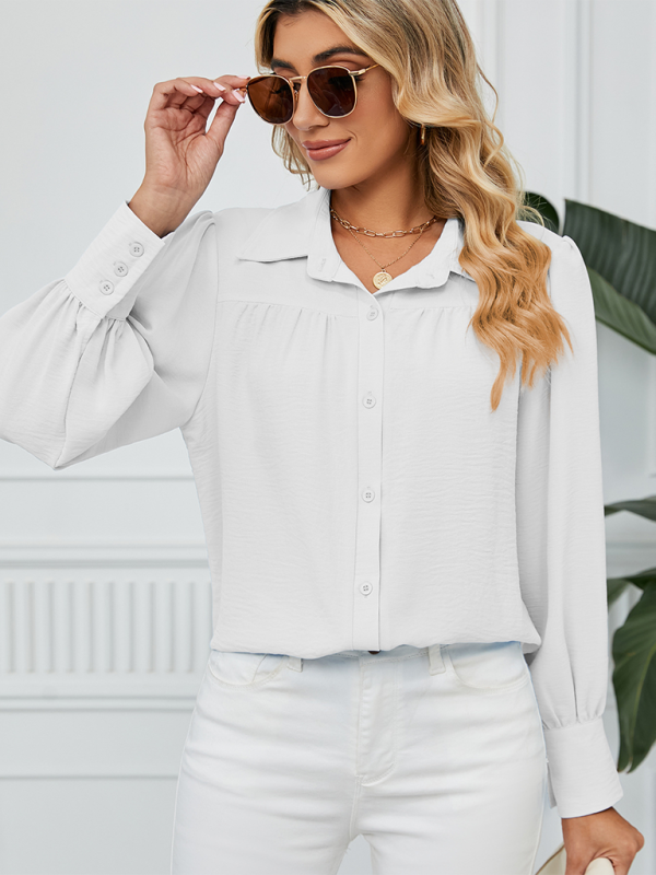 Shirts- Office-to-Evening Blouse Structured Drape Shirt- - Pekosa Women Fashion