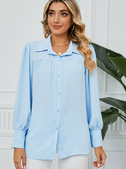 Shirts- Office-to-Evening Blouse Structured Drape Shirt- - Pekosa Women Fashion