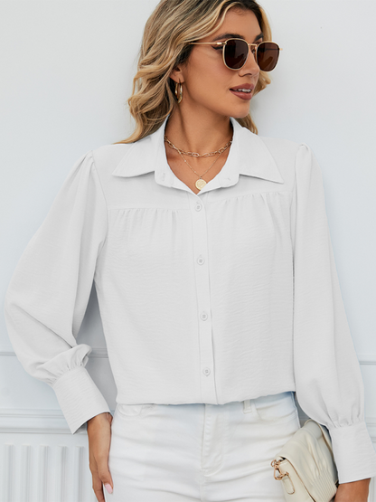 Shirts- Office-to-Evening Blouse Structured Drape Shirt- - Pekosa Women Fashion