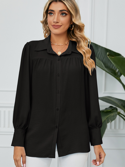 Shirts- Office-to-Evening Blouse Structured Drape Shirt- - Pekosa Women Fashion