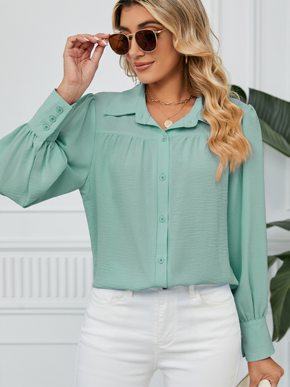 Shirts- Office-to-Evening Blouse Structured Drape Shirt- - Pekosa Women Fashion