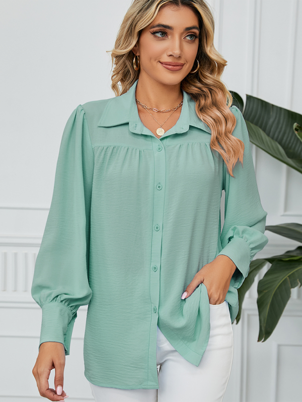 Shirts- Office-to-Evening Blouse Structured Drape Shirt- - Pekosa Women Fashion