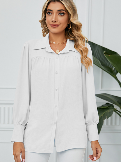 Shirts- Office-to-Evening Blouse Structured Drape Shirt- - Pekosa Women Fashion