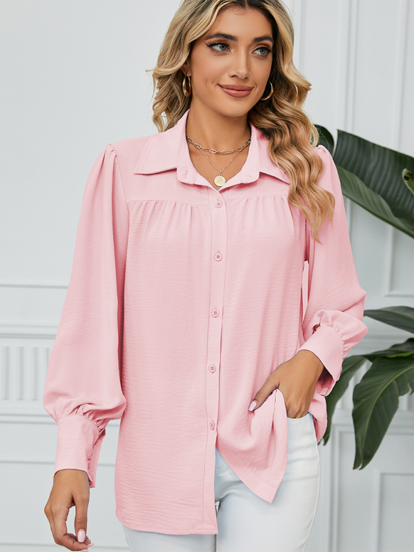 Shirts- Office-to-Evening Blouse Structured Drape Shirt- Pink- Pekosa Women Fashion