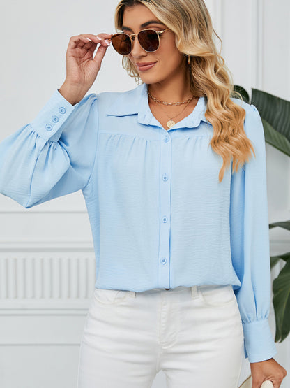 Shirts- Office-to-Evening Blouse Structured Drape Shirt- - Pekosa Women Fashion