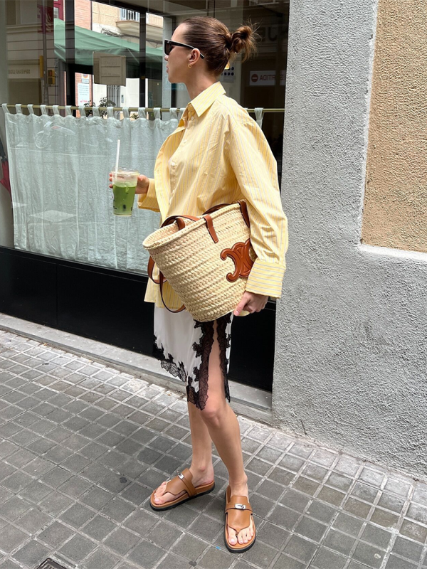 Shirts - Oversized Yellow Blouse Women Striped Shirt with Long Sleeves