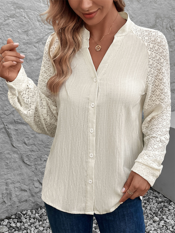 Shirts - The Lace Sleeve Blouse for Women