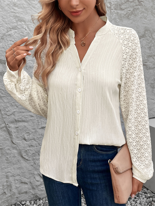 Shirts - The Lace Sleeve Blouse for Women