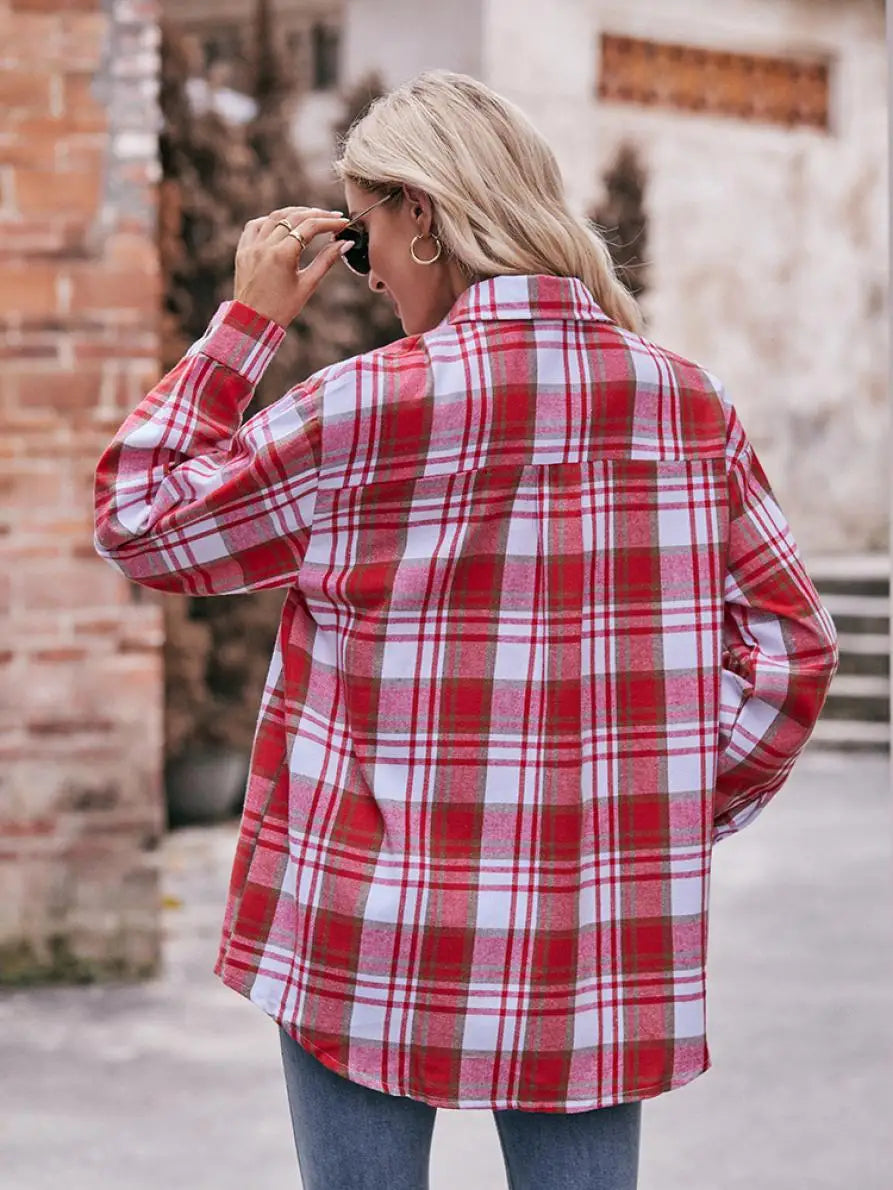 Shirts- Women Classic Plaid Shirt for Casual Fridays- - Pekosa Women Fashion